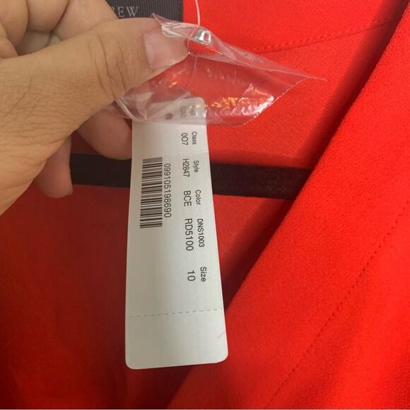 J Crew red crepe faux‎ wrap long sleeves blouse size 10 romantic date night - Picture 4 of 9